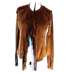IMG faux suede fringed cardigan